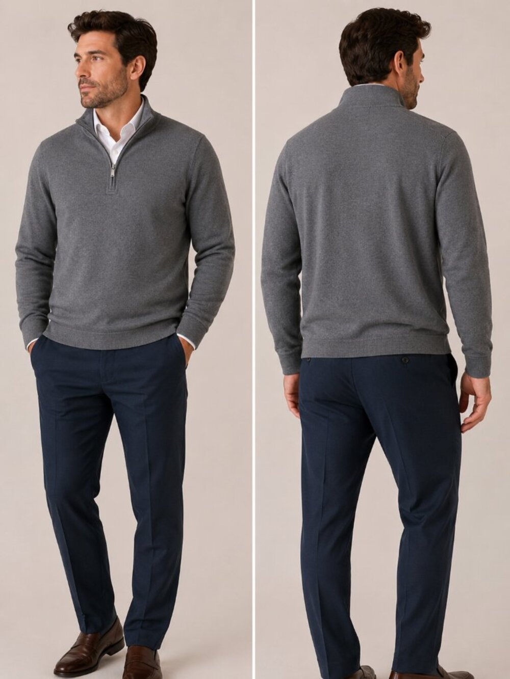 Joseph Abboud Men's Gray Quarter Zip Knit Sweater - Men's Large - NWT $69.99